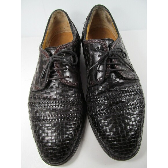 Dino Monti Ante Vintage Mens Black Leather Woven Lace Up Oxfords Size US 9 D - Picture 7 of 12